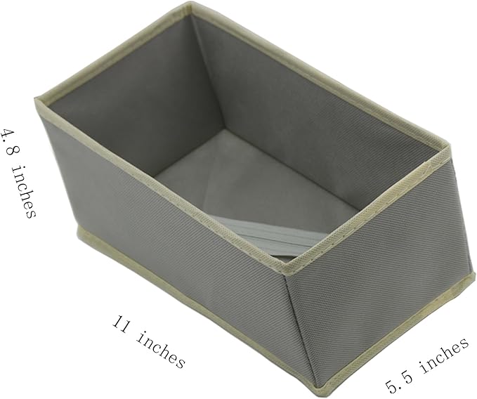 Socks Drawer Organizer Set of 3 Pack Light Grey, Underwear Dividers, Closet Cabinet Wardrobe Dresser Storage Boxes for Panties Stockings Leggings Baby Clothes