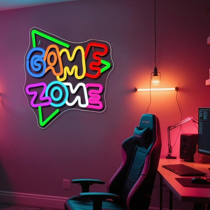 Gameneon Green Game Zone Neon Sign Gaming Room Neon Signs for Wall Decor Led Light Boys Bedroom Teen Man Cave Internet Bar Party Playroom Decoration Gamer Lover Gift