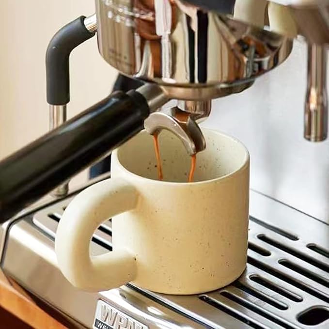Ceramic Coffee Mug,Tea Cup with Porcelain Fat Round Handle,Dishwasher&Microwave Safe Mug to Decorate,12 oz, Modern,Simplicity Unique Style For Any Kitchen. (Sesame dots)