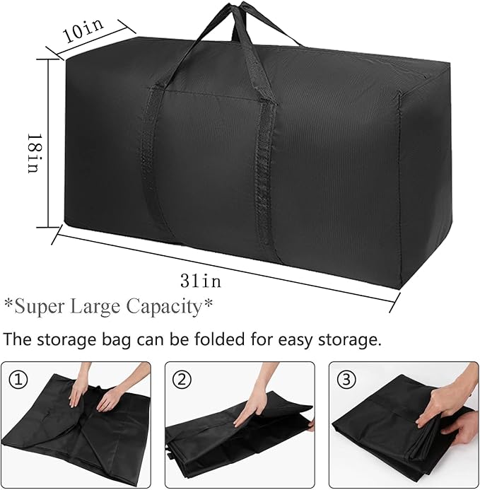 Extra Large Moving Bags with Strong Zippers & Carrying Handles, Storage Bags Storage Totes for Clothes, Moving Supplies, Space Saving, Oversized Storage Bag Organizer for Moving, Traveling (4 Pack)