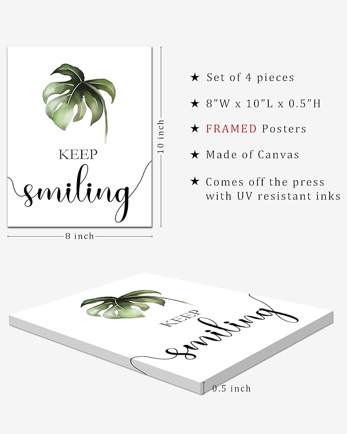 Boho Botanical Plant Inspirational Wall Decor, Motivational Wall Art, Office & Bedroom Wall Decor, Positive Quotes & Sayings, Daily Affirmations for Men, 8x10 inch (20x25 cm,Wooden Frames)