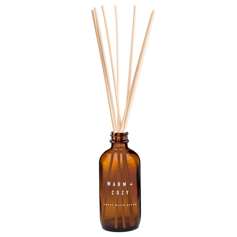 Sweet Water Decor Warm and Cozy Reed Diffuser Set - Fall and Winter Reed Diffuser Set for Home - Orange, Cinnamon, Ginger, Clove Scented Room Fragrance - Lasts 4+ Months, Made in the USA