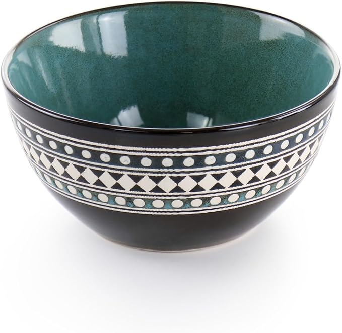 Elama Blue Sage 16 Piece Double Bowl Stoneware Dinnerware Set in Blue