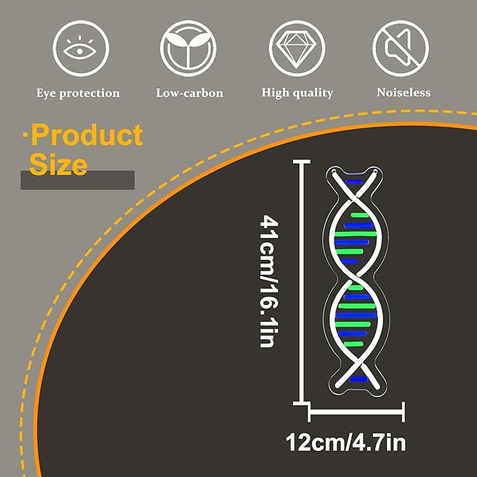 DNA Double Helix Neon Signs for Wall Decor, Dimmable LED DNA Neon Light Art Wall Sign, USB Powered for Man Cave Gaming Room Bedroom Biology Science Gift Decor for Nurse Doctor Physician(4.7 * 16.1in)