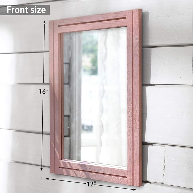 AAZZKANG Rectangle Mirror with Wood Framed Modern Farmhouse Hanging Wall Mirrors Decor for Bedroom Bathroom Living Room Home Entryway