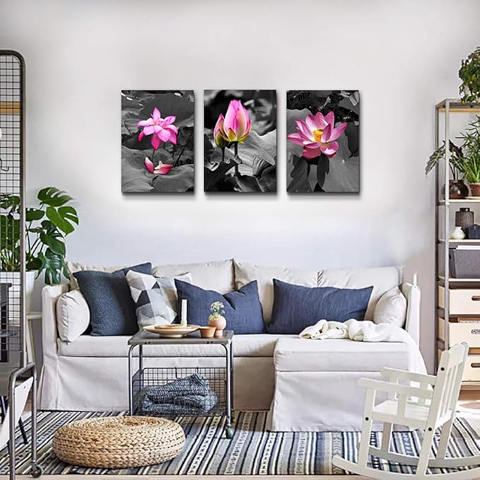 Canvas Wall Art for living room bathroom Wall Decor for bedroom kitchen artwork Canvas Prints green plant flowers painting 12" x 16" 3 Pieces Modern framed office Home decorations family picture