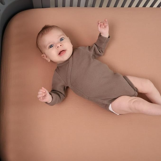 Denmark - Super Soft Muslin Mini Crib Sheets - 24'' x 38'' - 100% Organic Baby Crib Sheets for Boys and Girls (Natural)