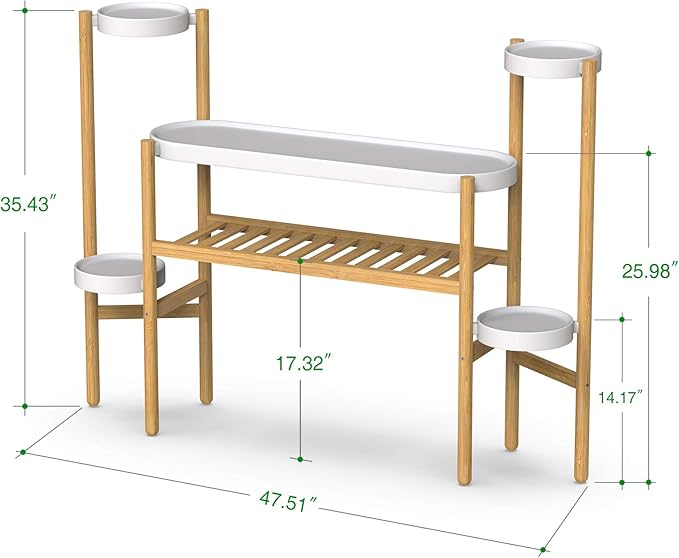 Wisuce Bamboo Plant Stands Indoor, 3 Tier Tall Corner Plant Stand Holder & Plant Display Rack for Garden Outdoor (3-2 Tier)