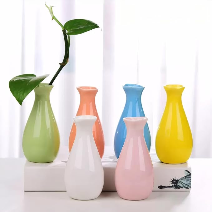 Ceramic Simple Vase for Flowers Plants,Mini Vase for Home Living Room Desk (Green 003)