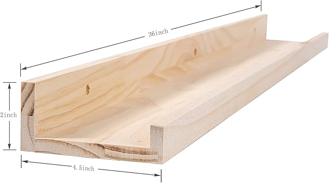 MBYD 36 Inch Floating Shelves Natural Wood, Wall Mount Picture Ledge Wooden Wall Shelf Nursery Bookshelf for Bedroom, Living Room, Office, Kitchen, Set of 3 Same Dimensions