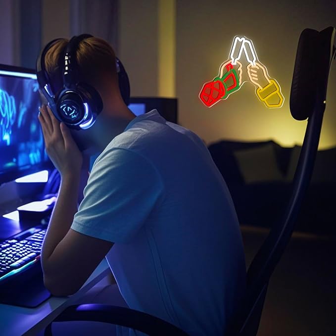 Anime Neon Sign Wall Decor USB Dimmable LED Lights of Two Boys Sharing Ice Cream Neon Light for Bedroom Game Room Movie Room, Cool Otaku Gift for Japanese Anime Lovers, Friendship Scene Wall Art
