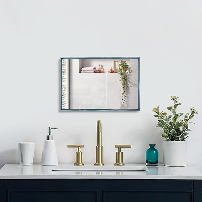 AAZZKANG Small Wall Mirror Decorative Metal Framed Mirrors Modern for Bedroom Bathroom Home Decor Rectangular