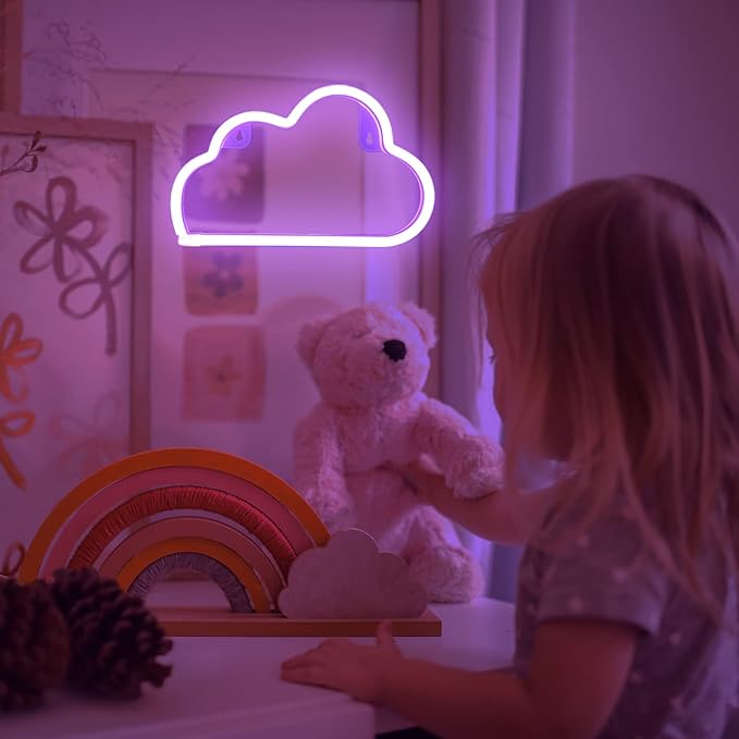 Cloud Neon Signs, LED Cloud Neon Light for Wall Decor, Battery or USB Powered Cloud Sign Shaped Decoration Wall Lights for Bedroom Aesthetic Teen Girl Kid Room Christmas Birthday Wedding Party