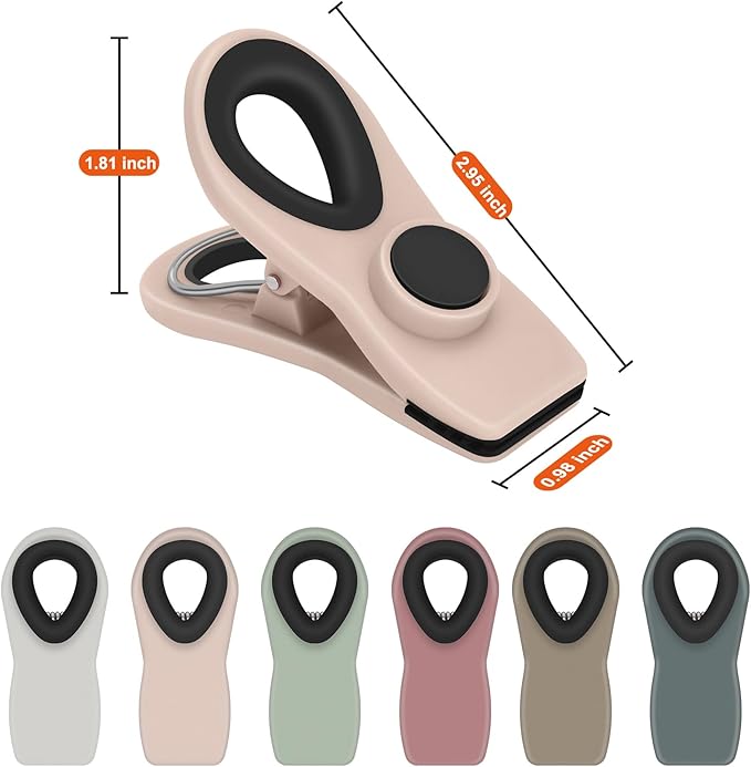 TACGEA Chip Clips, Magnetic Bag Clips with Air Tight Seal for Food Storage, 12 Pieces, Neutral Color
