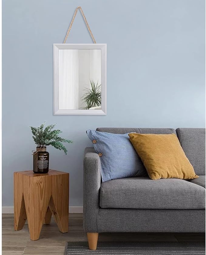 AAZZKANG Rectangular Wall Mirror Decorative Wood Framed Mirrors for Farmhouse Bedroom Bathroom Living Room Entryway Hanging Home Decor Small