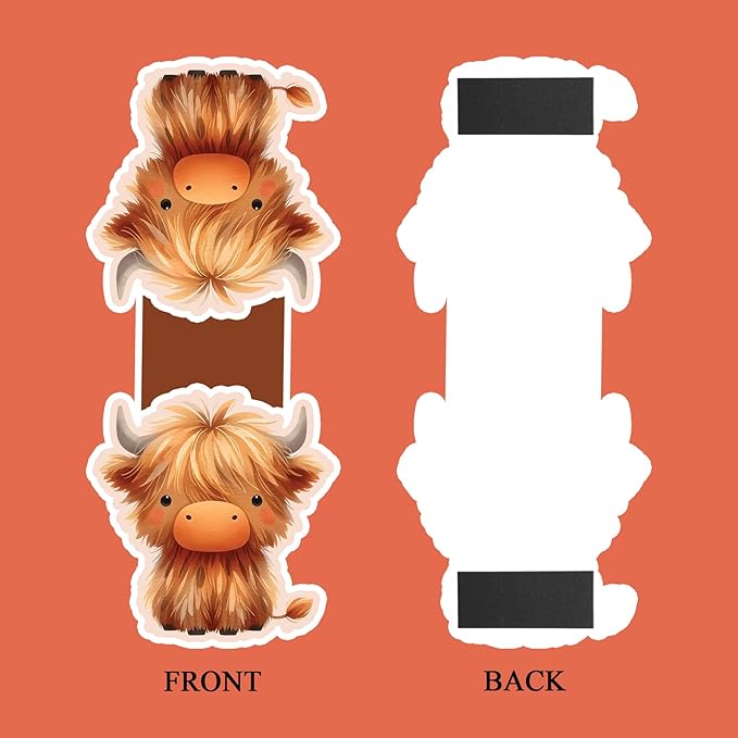 (2Pcs) Cute Highland Cow Magnetic Bookmark Book Page Markers Gift for Reading Lover Nerd Book Addict Bookish Bookworm Reader Student Teacher Office Stationery - Size 3"x2.6" When Folded