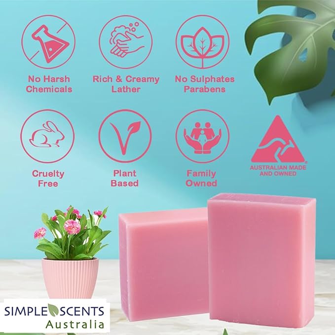 Garden Rose Scented Natural Soap Bars (5 Bars), 3.5oz Moisturizing French Triple Milled Soap Bars Enriched with Shea Butter - Pure Plant Oil Bath & Body