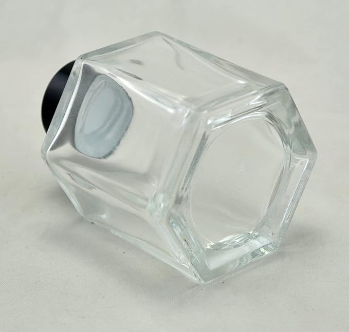 Set of 4 Hexagon Glass Essential Oil Bottles for Home Fragrance Diffuser, (100ml,Black Cap)