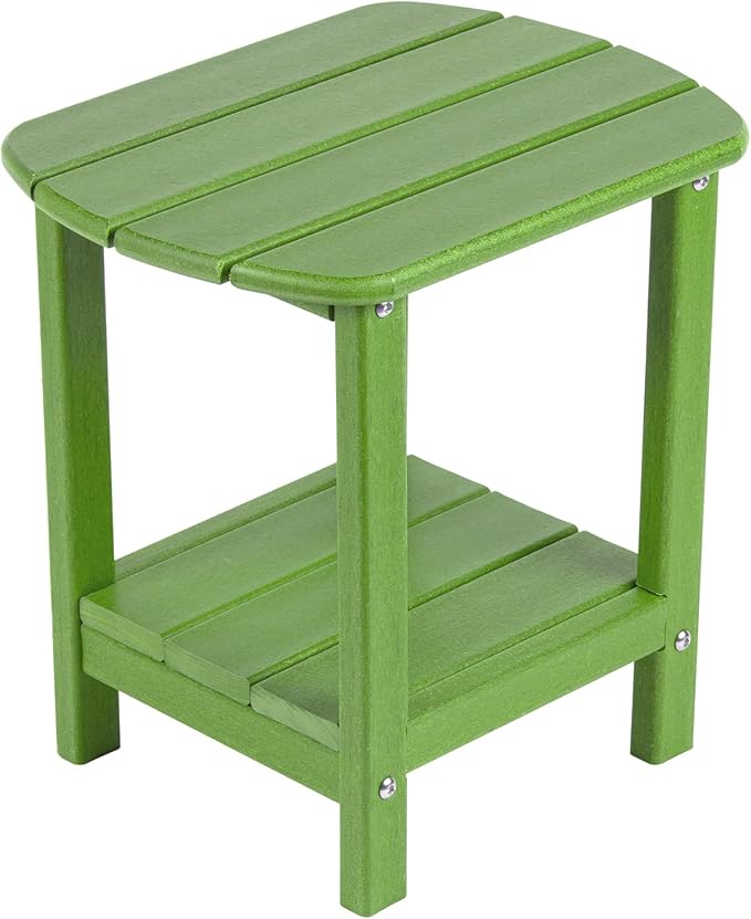 Nalone Adirondack Side Table, 16.5" Outdoor End Table, HDPE Plastic, Small for Patio (Lime)