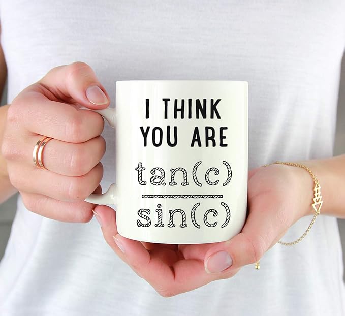 Andaz Press Valentine’s Day Funny 11oz. His Her Couples Coffee Mug Gift, I Think You Are Tan(c) Sin(c), 1-Pack, Gift Box