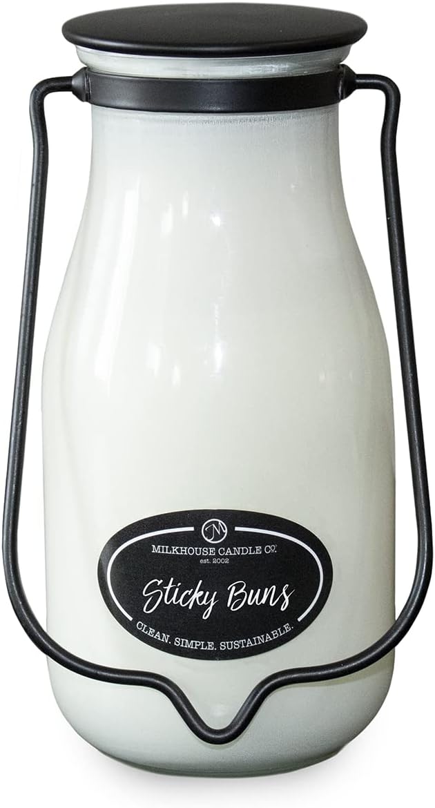 Milkhouse Candle Company, Creamery Glow Collection Scented Soy Candle: Milkbottle Candle, Sticky Buns, 14 oz