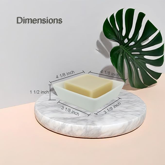 Square Soap Case Ceramic Soap Tray Fit Dr. Squatch Natural Bar Durable Soap Holder for Shower Home Bathroom Soap Dishes Daily Use Sink Bathtub (White)