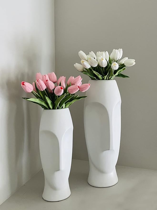 Beferr White Tulips Artificial Flowers 18Pcs Faux Silk Tulip Real Touch Tulip Fake Flowers Bouquets Arrangements for Mother's Day Easter Spring Flowers Gifts Home Table Decor