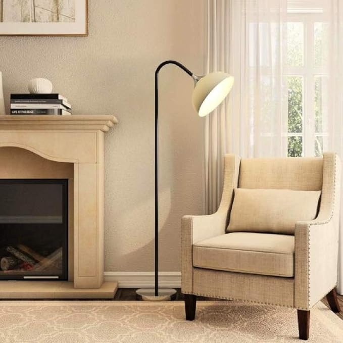 LYTIO Floor Lamps for Living Room, 71-Inch, 150W Incandescent Shade Cup for Warm Light, 3-Way Rotary Switch for Ease of Use, Satin Nickel Base