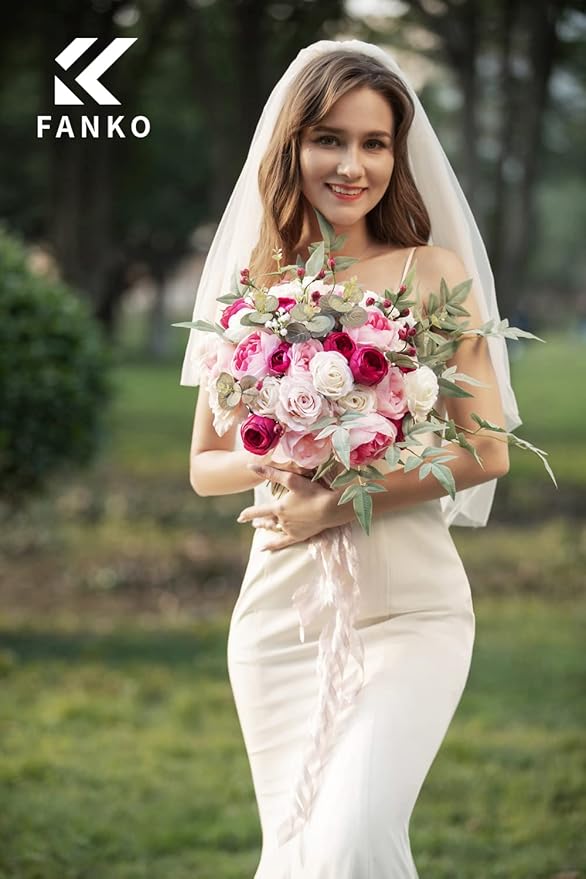 FANKO Rose Artificial Flowers Combo for DIY, Fake Rose Artificial Silk Flowers with Greenery, Real Looking Artificial Faux Flowers for Wedding, Table Decoration, Centerpieces, Party, Home Décor
