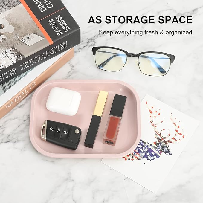 HOKirin Pink Small Metal Tray with Soft PVC Magnetic Lid,7"x5.5"x0.6"