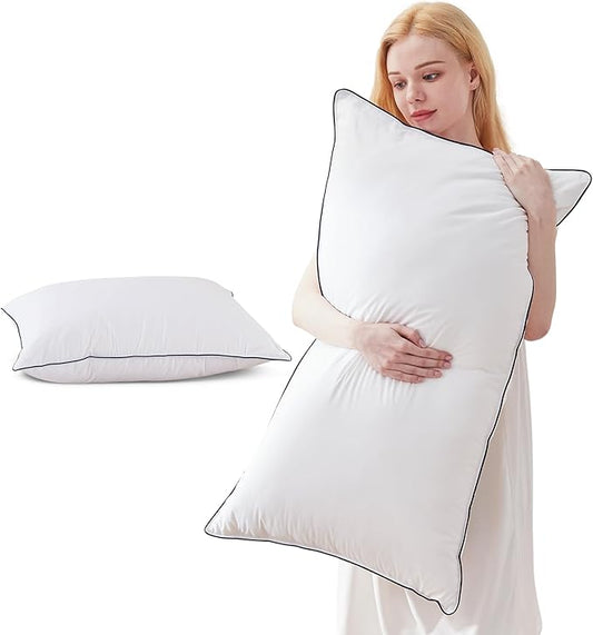 Cosybay Goose Feather and Down Bed Pillow, Premium Medium White Pillow Inserts for Sleeping, Luxury Bedding Pillows for Side and Back Sleepers, Queen Size, 20x28 Inches, 1 Pack