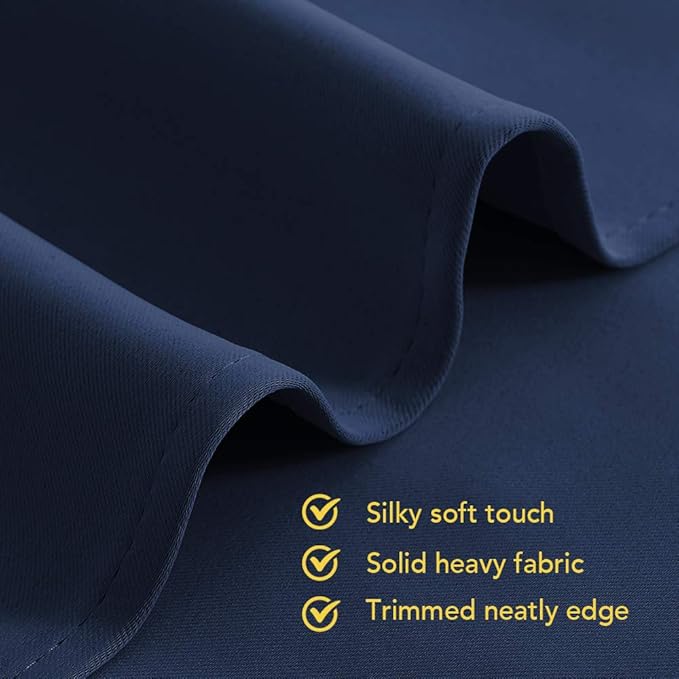 NICETOWN Blackout Curtains & Drapes for Kitchen, Navy, 1 Pair, 34 x 40 Inch, Thermal Insulated Solid Grommet Top Blackout Panels/Draperies for Bedroom/Living Room