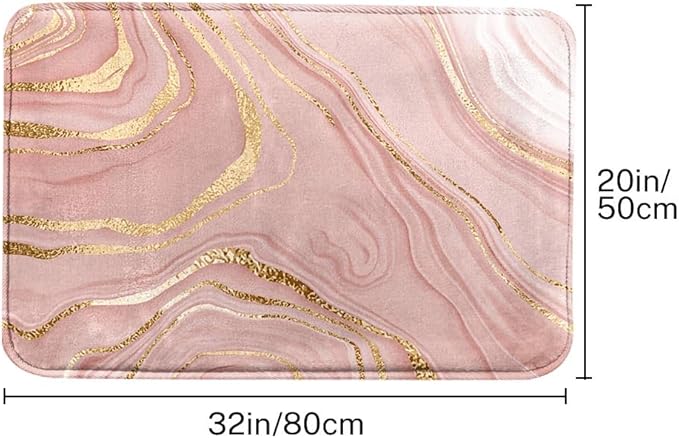 Britimes Bath Mat for Bathroom, Marble Washable Cover Floor Rug Carpets Floor Mat Bathroom Decorations 20x32 Inches for Kitchen Indoor