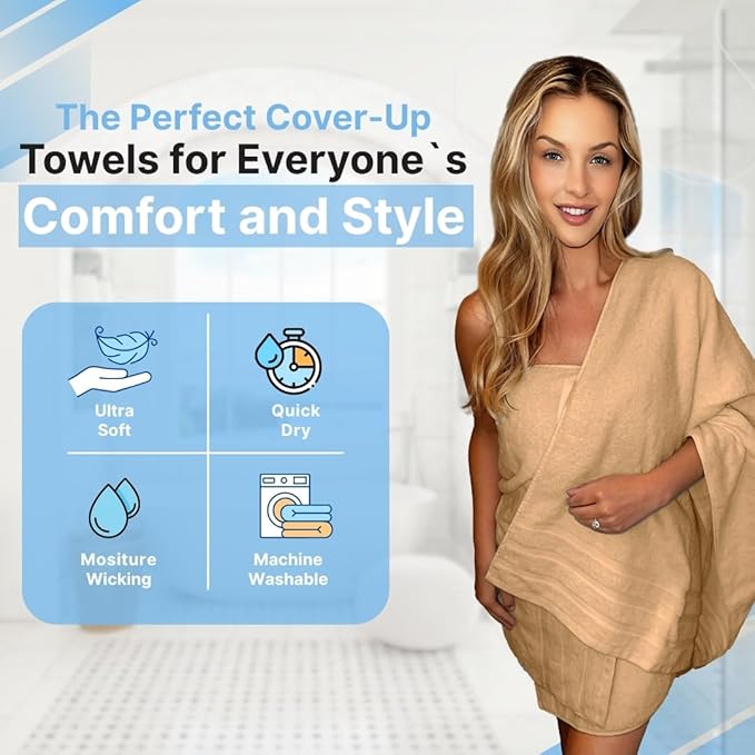 Infinitee Xclusives 100% Cotton Luxury Bath Towels Set of 2 (27x54 Inches), Soft, Absorbent, Quick Dry, Perfect Towels for Bathroom, Gym, Spa & Hotel |Cosmic Sand|