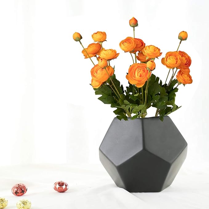5 Stems Artificial Silk Ranunculus Flowers Orange 23" Tall,UV Resistant,Bendable Stems for Wedding Centerpieces,Home Deco(Orange)