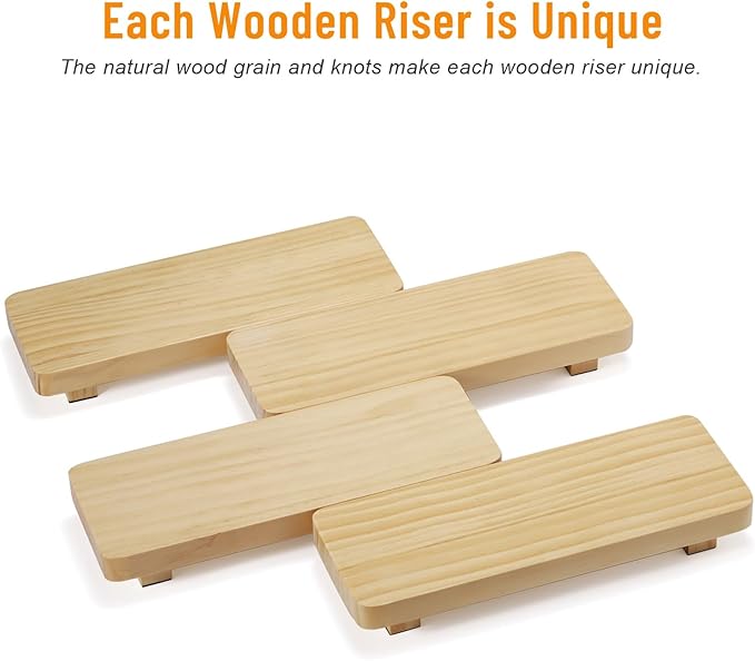 Wooden Display Riser, Natural Pine Wood, Rectangular Pedestal Stand, 11.8x4.7x2 Inch, Painted Finish