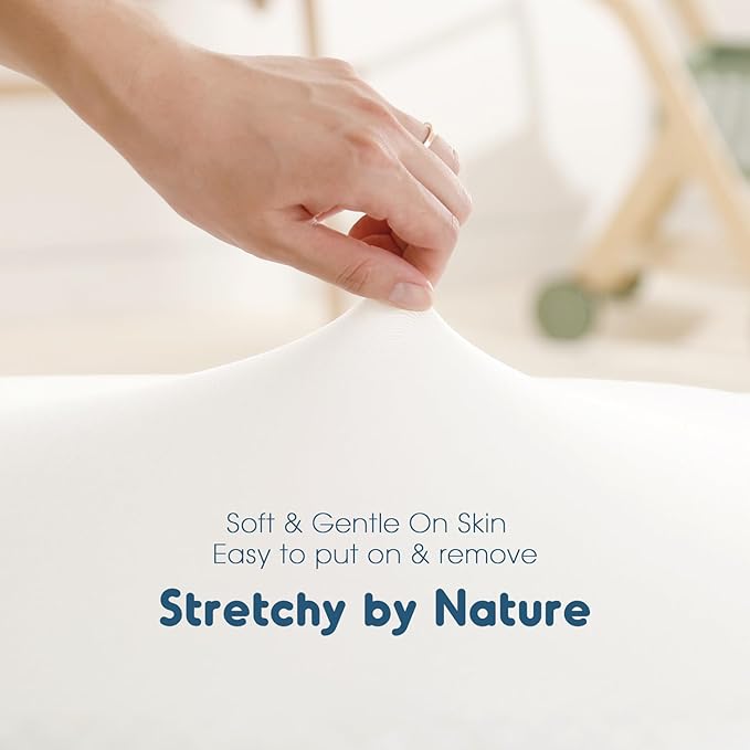 GRSSDER Stretchy Ultra Soft Fitted Bassinet Sheet 3 Pack, Universal Fit for Bassinets Baby Cradle Moses Basket Oval Rectangle Mattress Safe and Snug, Jersey Bassinet Sheets for Girls, White/Blue