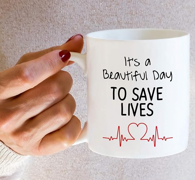 Retreez Funny Mug - Beautiful Day to Save Lives Doctor 11 Oz Ceramic Coffee Mugs - Funny, Sarcasm, Sarcastic, Motivational, Inspirational birthday gifts for medics, friends, coworkers, siblings, dad