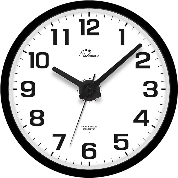 WallarGe Night Light Wall Clock for Bedroom - Silent Lighted up Wall Clock Glow in The Dark, Battery Operated for Living Room/Kitchen, Easy to Read Large Digital Display, 12 Inch
