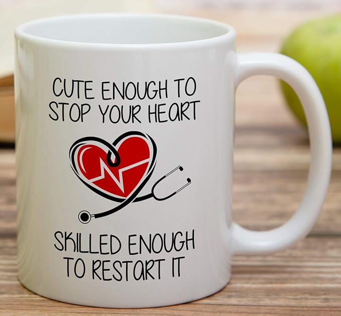 Retreez Funny Mug - Cute Enough To Stop Your Heart Skilled to Restart It Doctor 11 Oz Ceramic Coffee Mugs - Funny, Sarcasm, Motivational, Inspirational birthday gifts for medics, friends, coworkers