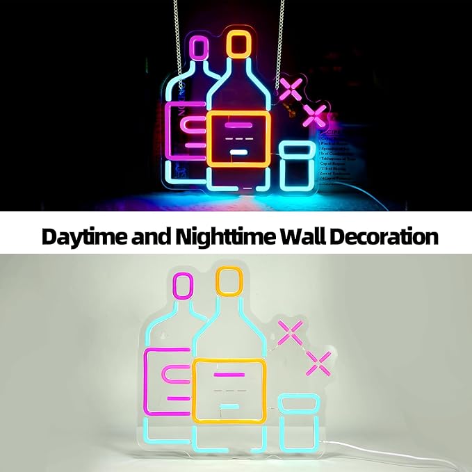 Beer-Themed Neon Wall Sign, USB Powered Dimmable LED Neon Beer Bar Sign for Man Cave, Bar, Pub, Restaurant, Home, Party Art Decor, Gift