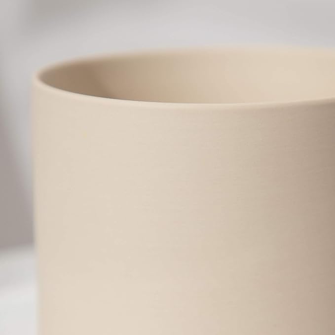 UBEE 2 Ceramic Pots for Indoor Plants Set, 5.43 Inch + 4.61 Inch Plant Pots with Drainage Holes and Saucers, Ceramic Succulents Planter Pot Flower Pot with Saucer, Beige