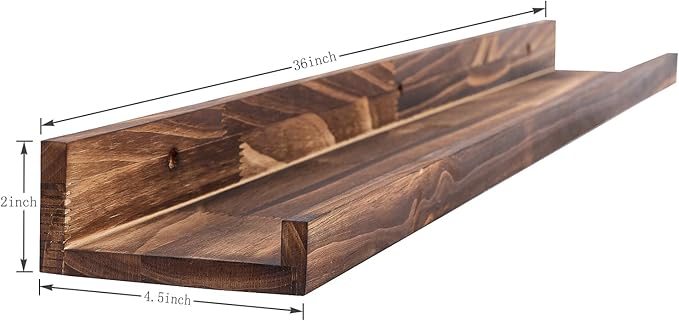 MBYD 36 Inch Floating Shelves for Wall Set of 3, Wall Mount Carbonized Black Picture Ledge Nursery Bookshelf for Bedroom, Living Room, Office, Kitchen, Set of 3 Same Dimensions