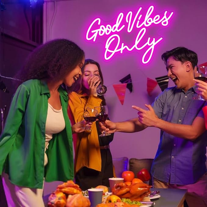 Good Vibes Only Neon Sign,Good Vibes Neon Signs for Wall Decor,Beautiful Pink Good Vibes Only Neon Light Sign for Girls Bedroom Decoration,Party,Birthday,Wedding,Salon Shopping Mall Home Wall Decor