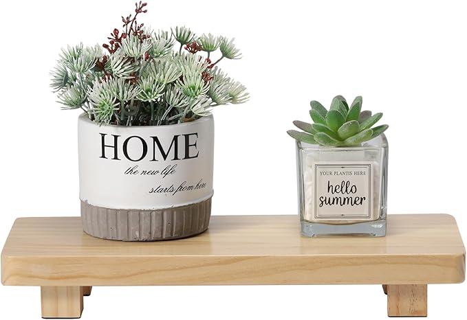 Wooden Display Riser, Natural Pine Wood, Rectangular Pedestal Stand, 11.8x4.7x2 Inch, Painted Finish