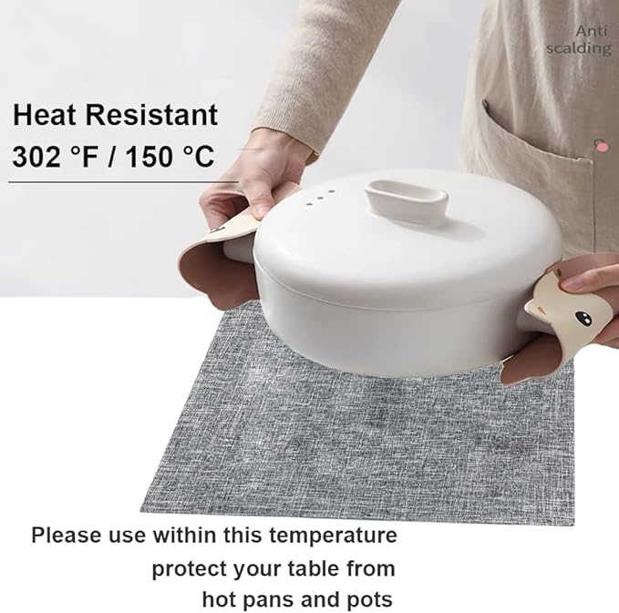 Weabetfu Cloth Placemats Set of 6 Heat Resistant Dining Table Placemmats Cotton Linen Machine Washable Kitchen Table Mats Wrinkle Free Thick Fabric Place Mat,Easy to Clean,13"x19",Mottled Grey w/Brown