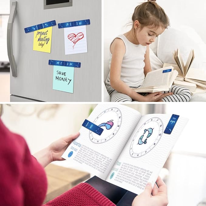UpUDo 12 Pack Magnetic Bookmark, Book Marker Clip for Teachers, Students, Book Lovers, Printing on 2 Side