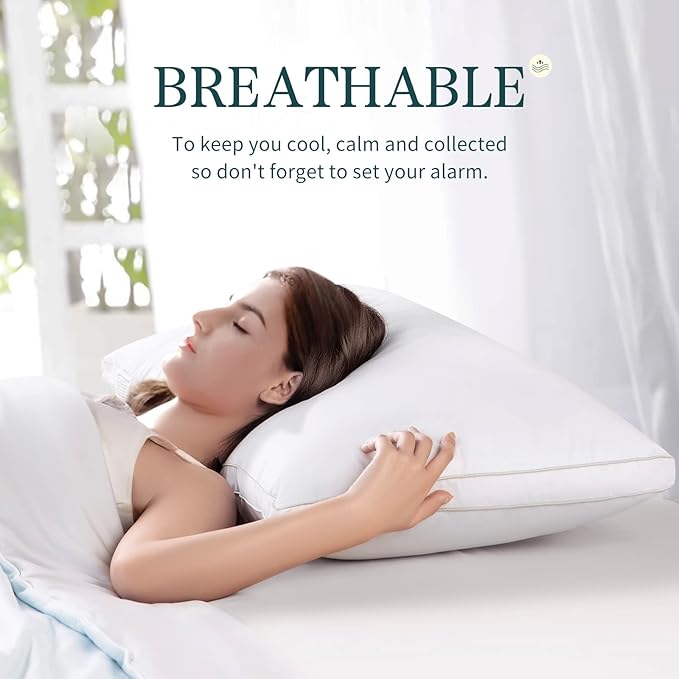 King Size Set of 2 - Adjustable Down Alternative Bed Pillows - Best Cooling Neck Pillow Good for Sleeping Back & Stomach Sleepers (King (Pack of 2))