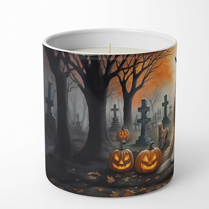 Caroline's Treasures DAC2003CDL Afghan Hound Spooky Halloween Decorative Soy Candle Nature Soy Wax Essential Oil Home Decor Ideal for Bedroom Kitchen Bath Office Gift, 10 oz