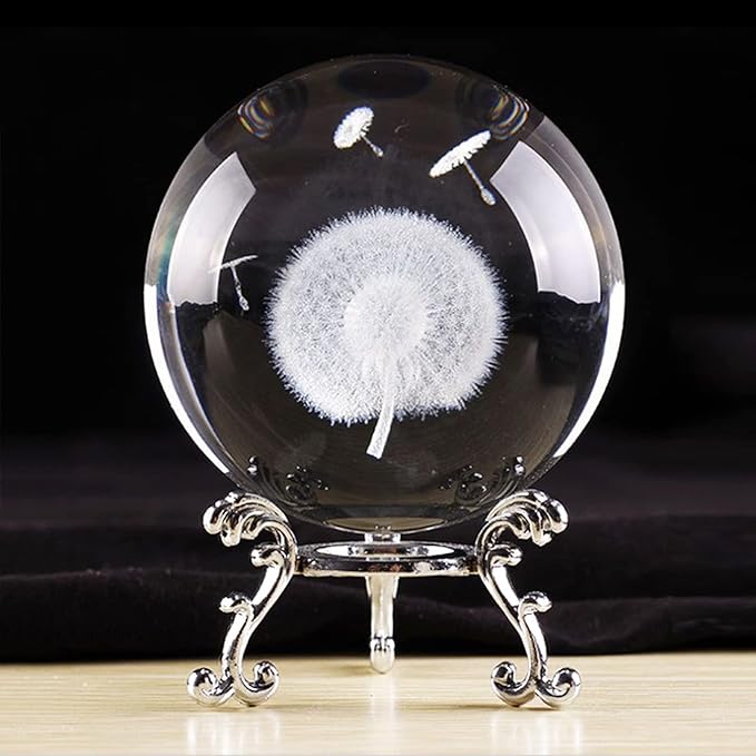 Crystal Ball Glass Globe Decor - Crystal Sphere with Stand & Gift Box, Clear Decorative Crystal Globe, 3D Crystal Ball for Home Decor Photography, Gazing Divination Fengshui Meditation, 2.3 inch/60mm
